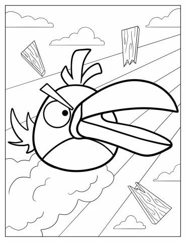 Cartoon Hal Attacking Pigs Coloring Sheet