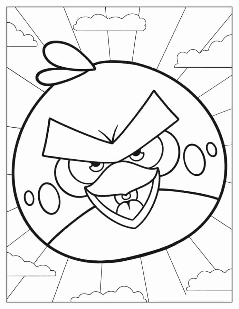 Easy Outline of Red Angry Bird