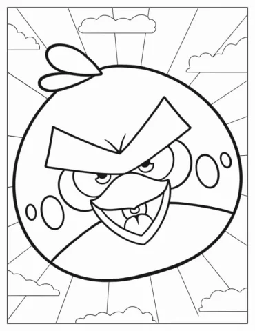 Easy Outline of Red Angry Bird