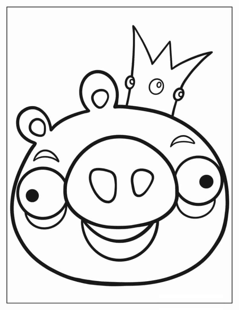 Simple Outline Of King Pig Coloring In For Preschoolers