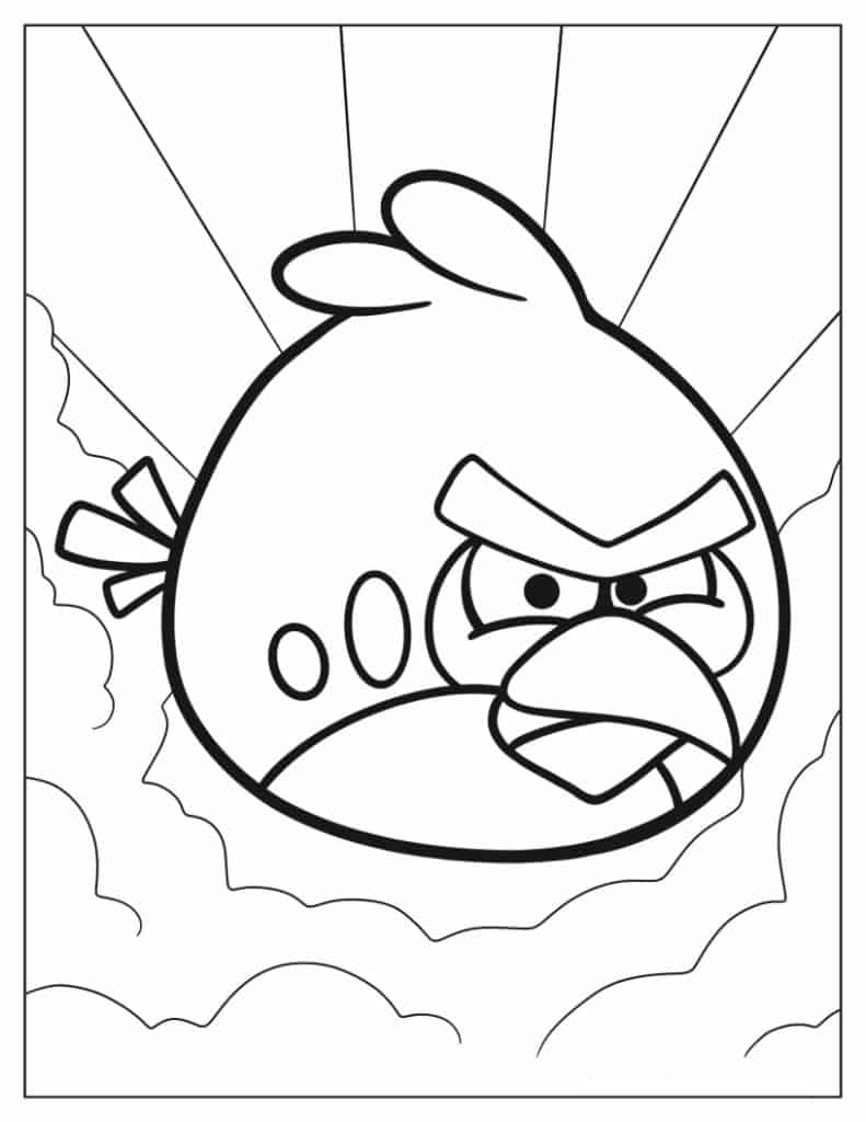 Angry Birds Red In The Clouds Coloring Sheet
