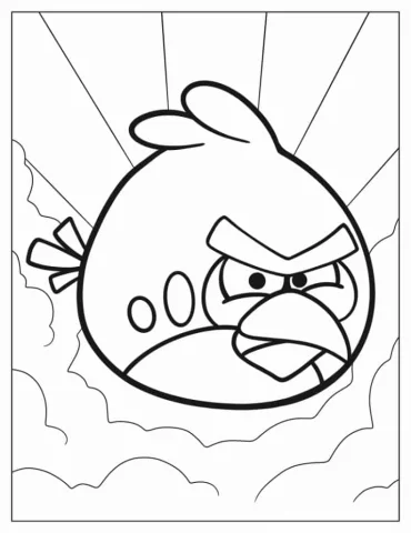 Angry Birds Red In The Clouds Coloring Sheet