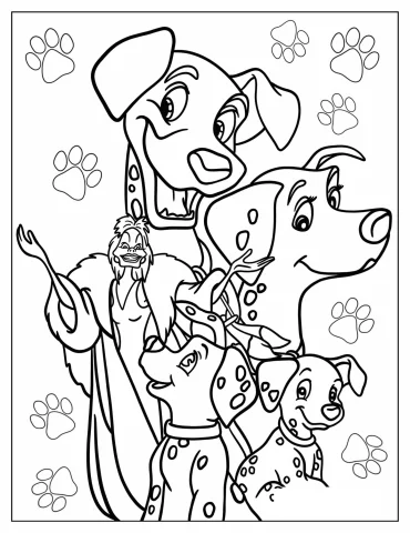 101 Dalmatians Poster Coloring In For Kids