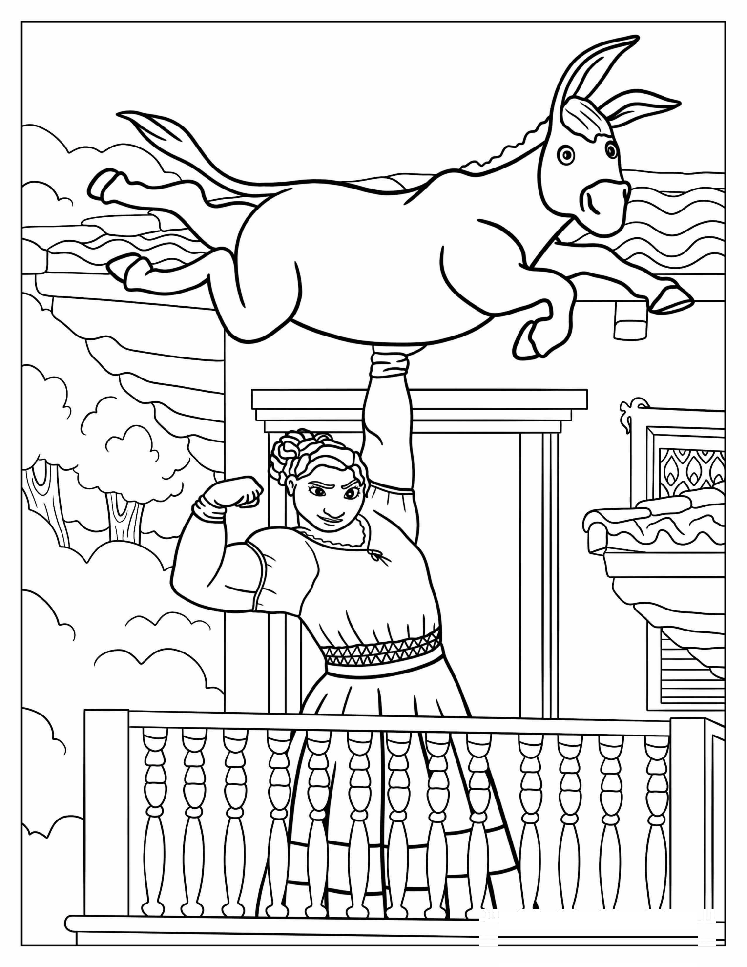 Luisa Carrying A Donkey In Casita Balcony