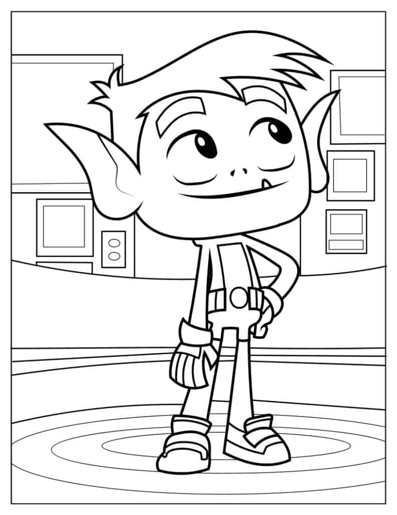 Coloring Sheet Of Beast Boy Smiling
