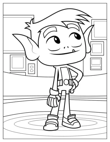 Coloring Sheet Of Beast Boy Smiling