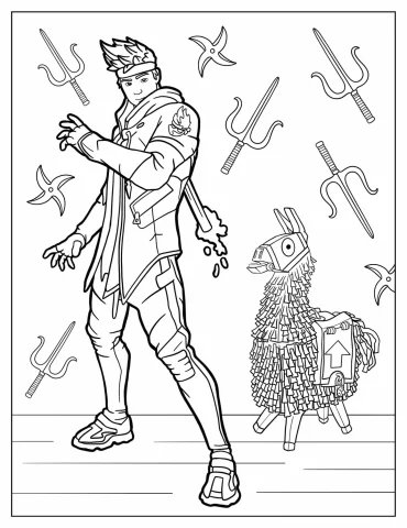 Fortnite Ninja With Llama Coloring In