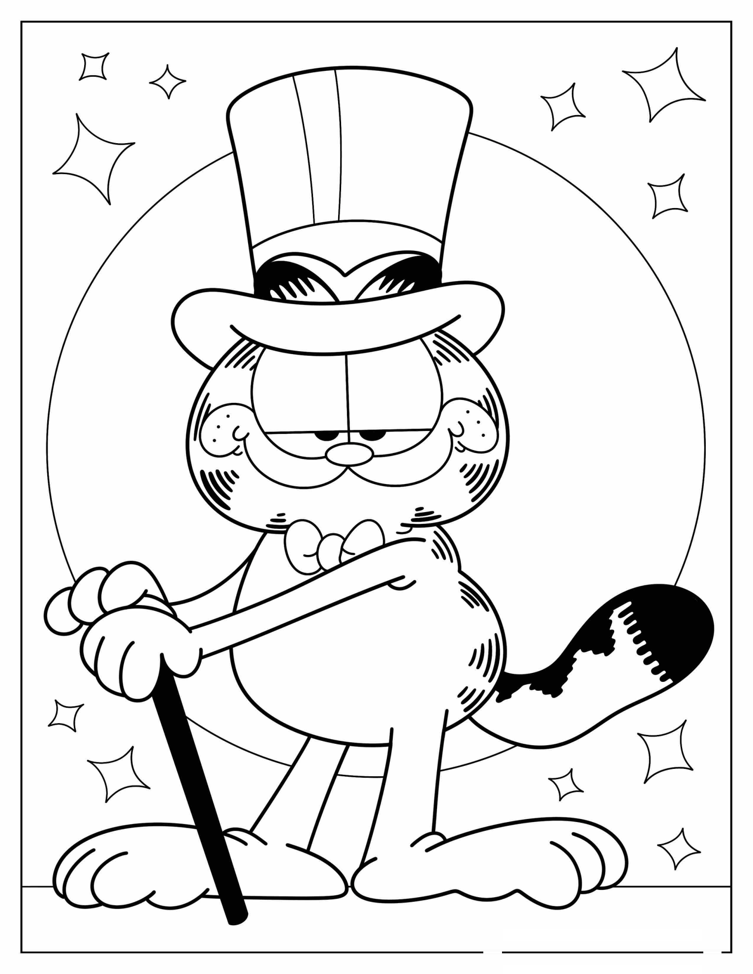 Garfield With Top Hat And Cane