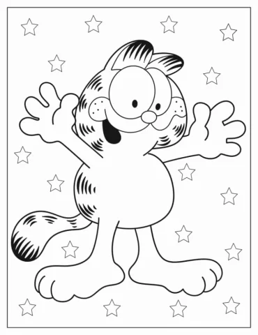 Kawaii Garfield Coloring In for Preschoolers