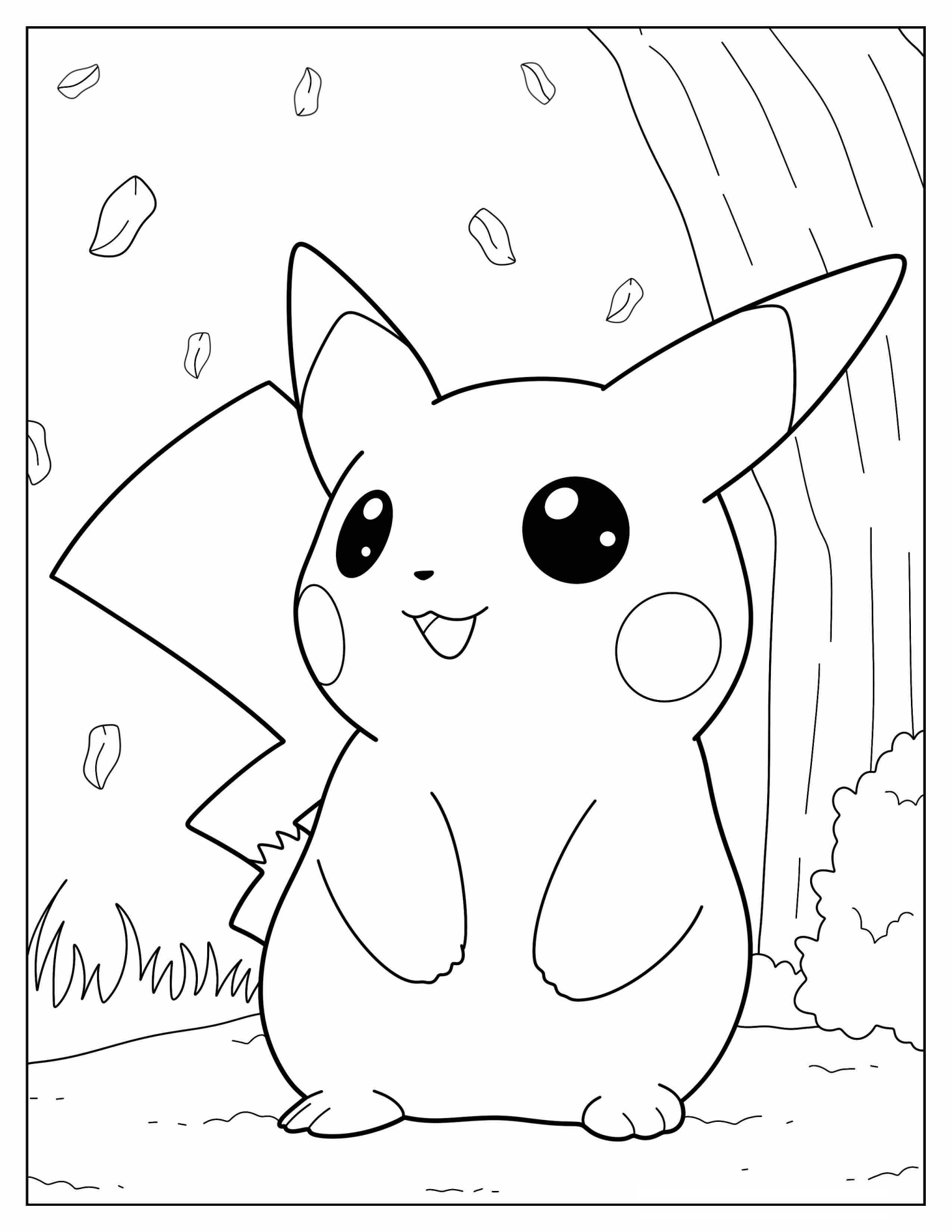 Big-Eyed Pikachu Coloring Sheet