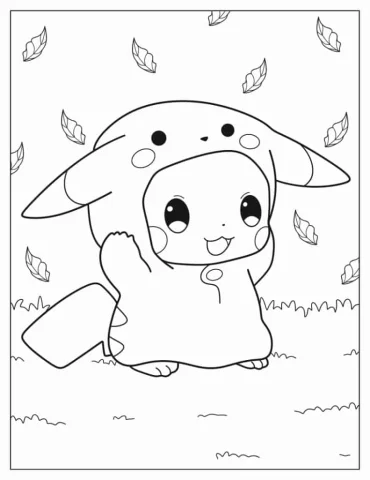 Kawaii Baby Pikachu Coloring In For Preschoolers