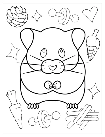 Easy Hamster Outline Coloring In For Preschoolers