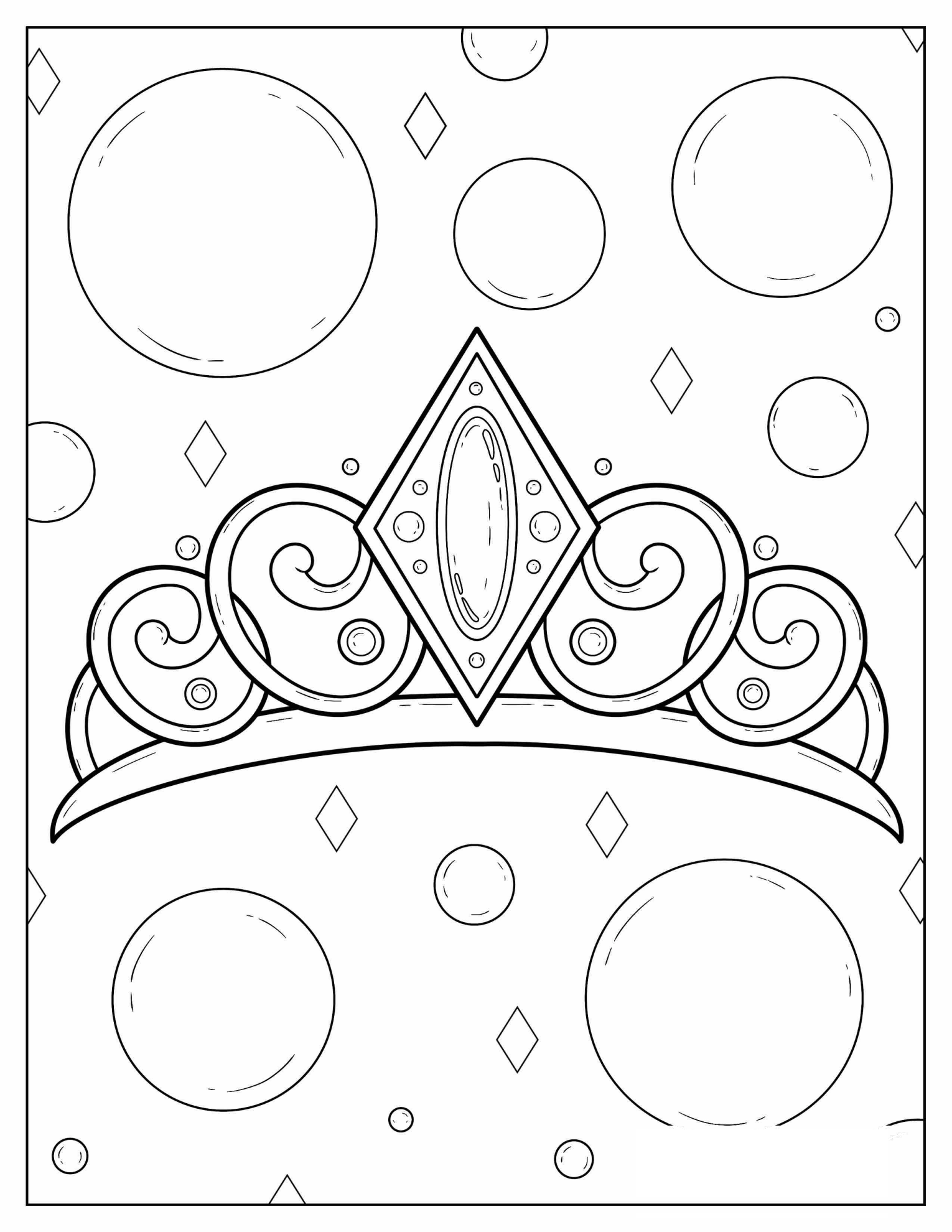 Kawaii Crown Coloring Page For Kids