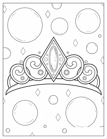 Kawaii Crown Coloring Page For Kids