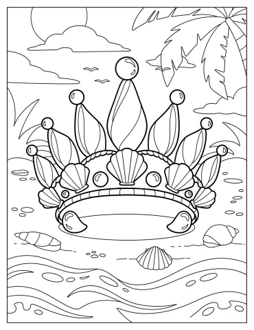 Seashell Crown on a Tropical Beach