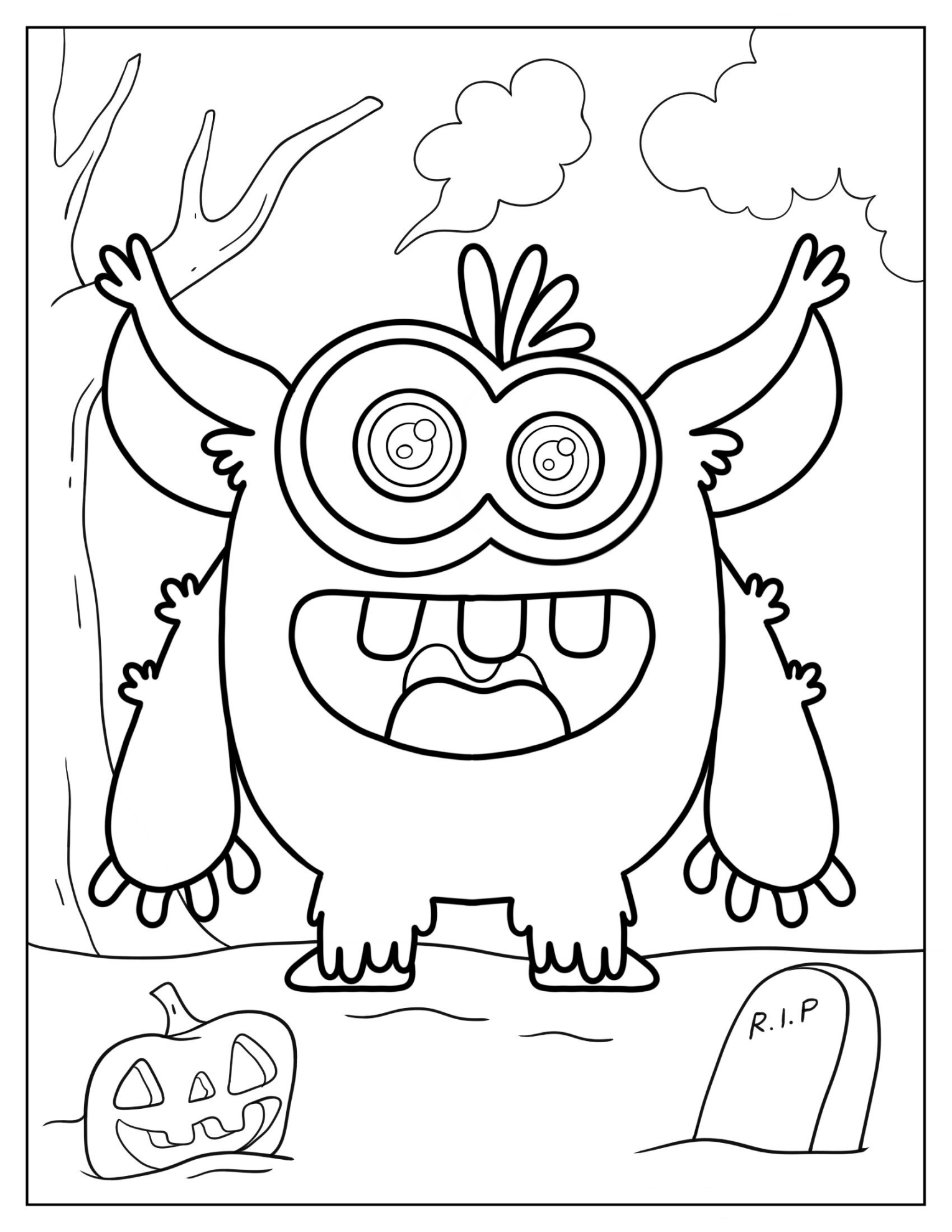 Scary Looking Monster In Graveyard