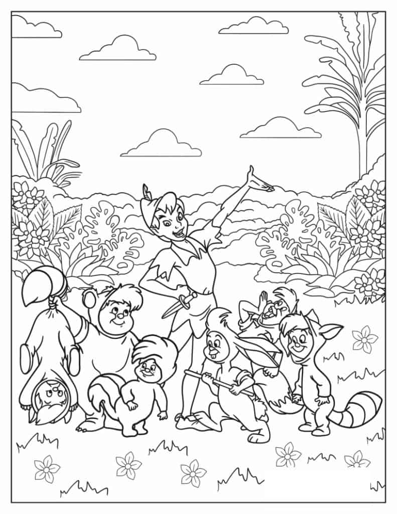 Coloring Page Of Peter Pan And The Lost Boys