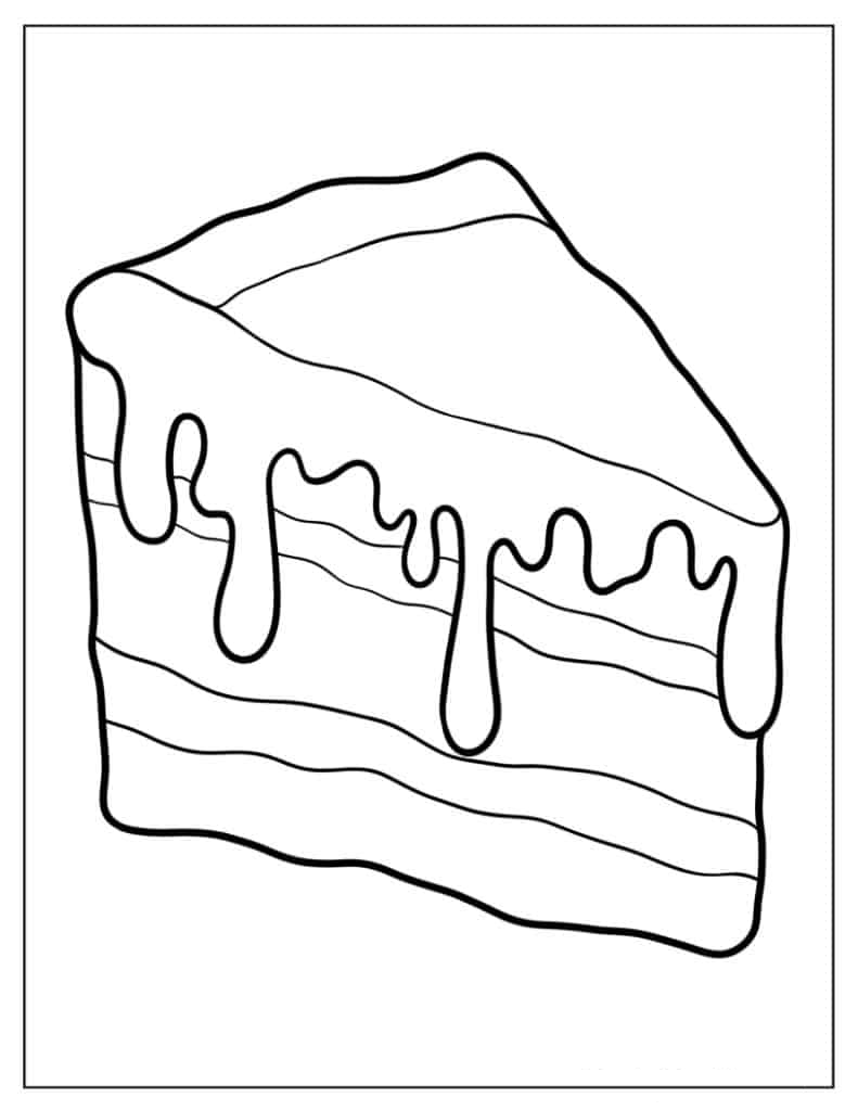 Cake Slice Outline Coloring In For Preschoolers