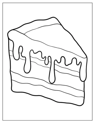 Cake Slice Outline Coloring In For Preschoolers