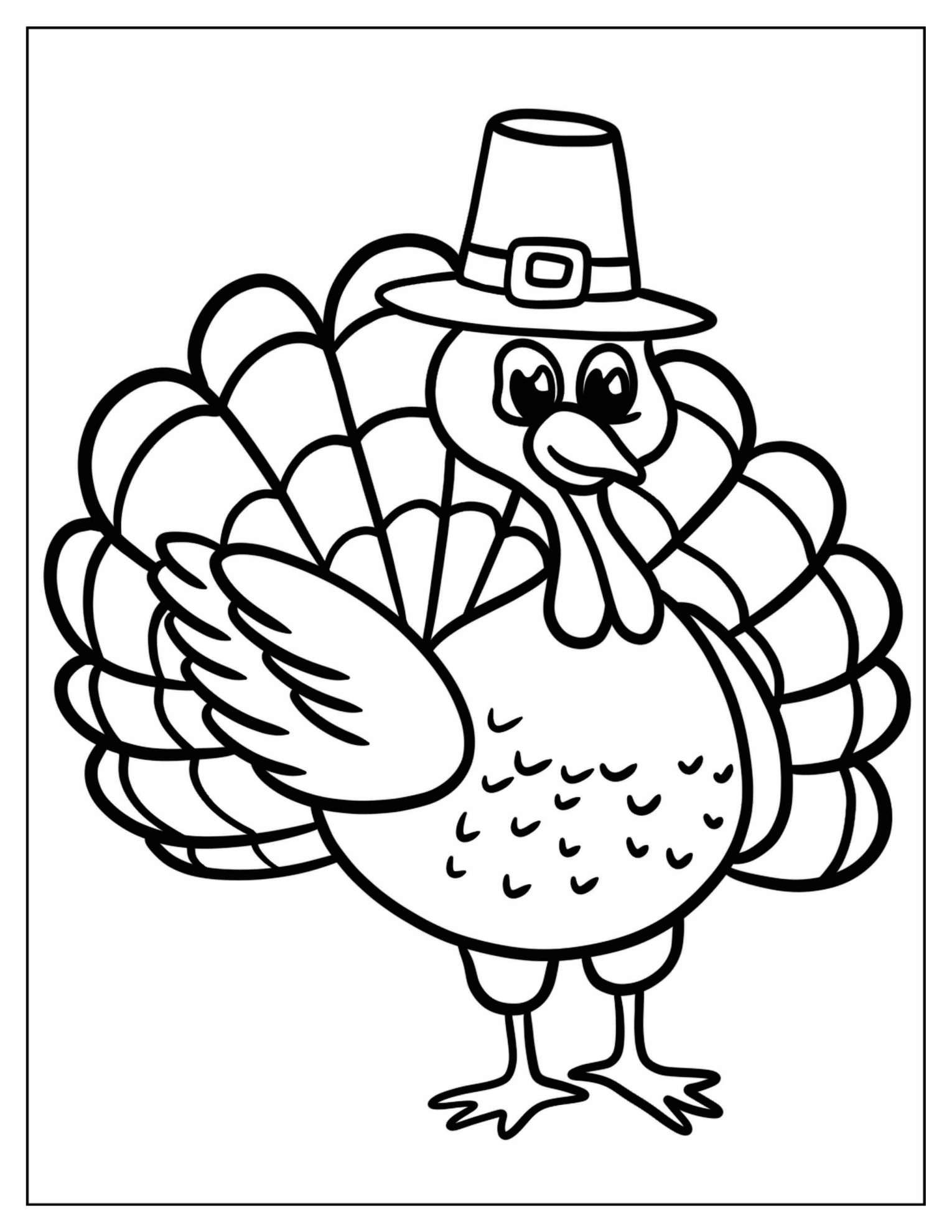 Chibi Turkey Wearing A Pilgrim s Hat Coloring Sheet For Kids