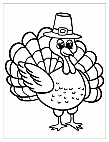 Chibi Turkey Wearing A Pilgrim s Hat Coloring Sheet For Kids
