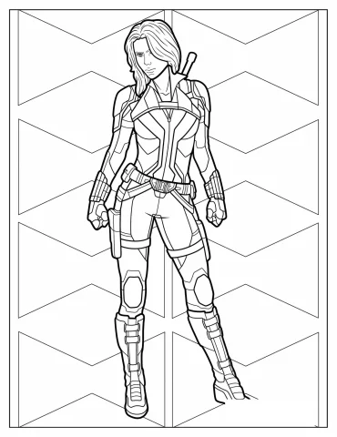 Scarlet Johansson Black Widow Coloring In