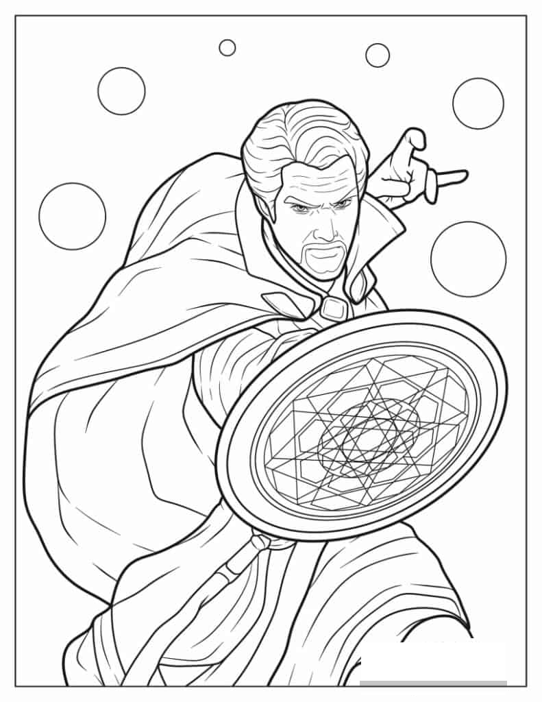 Dr. Strange Casting A Spell Coloring Sheet