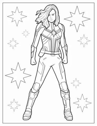Brie Larson As Captain Marvel Coloring In
