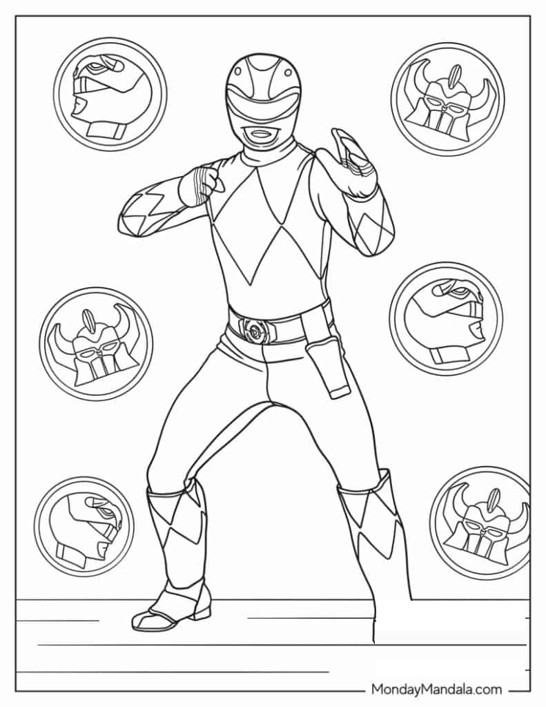 Coloring Sheet Of Power Ranger In Fighting Mode