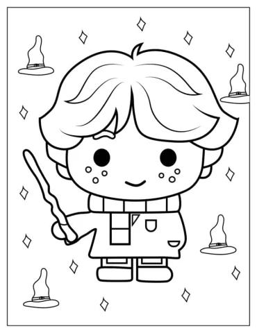 Kawaii Ron Weasley Coloring Page For Preschoolers