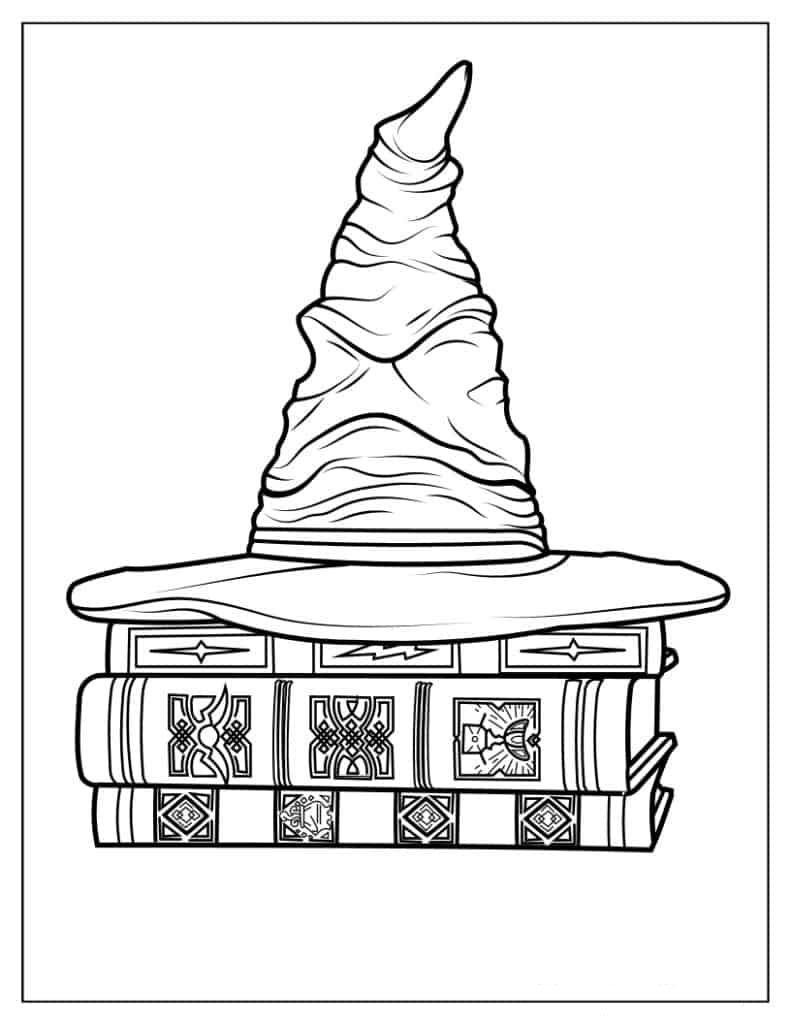 Easy Outline Of Harry Potter Sorting Hat Coloring In