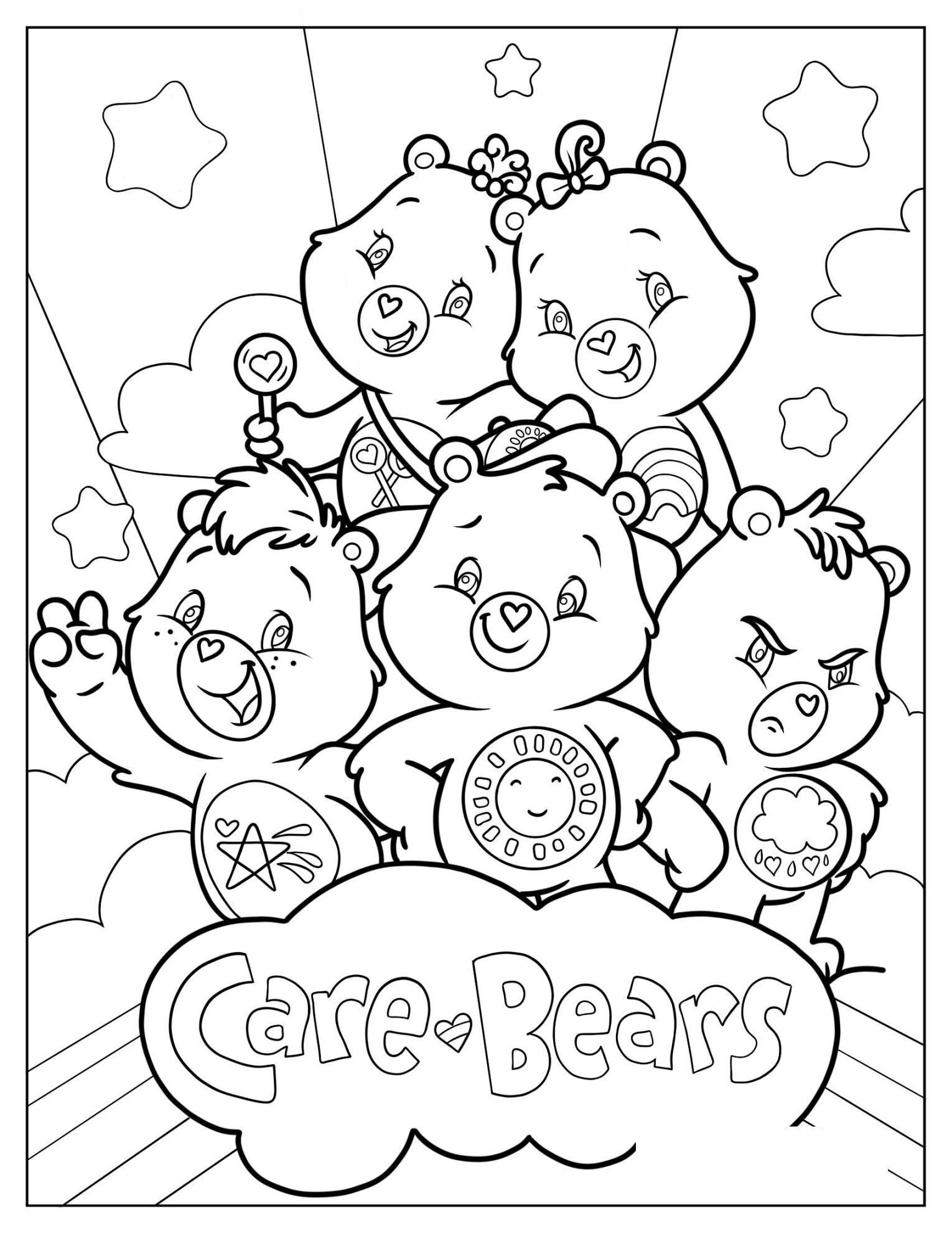 Kawaii Baby Care Bears Coloring In For Kids