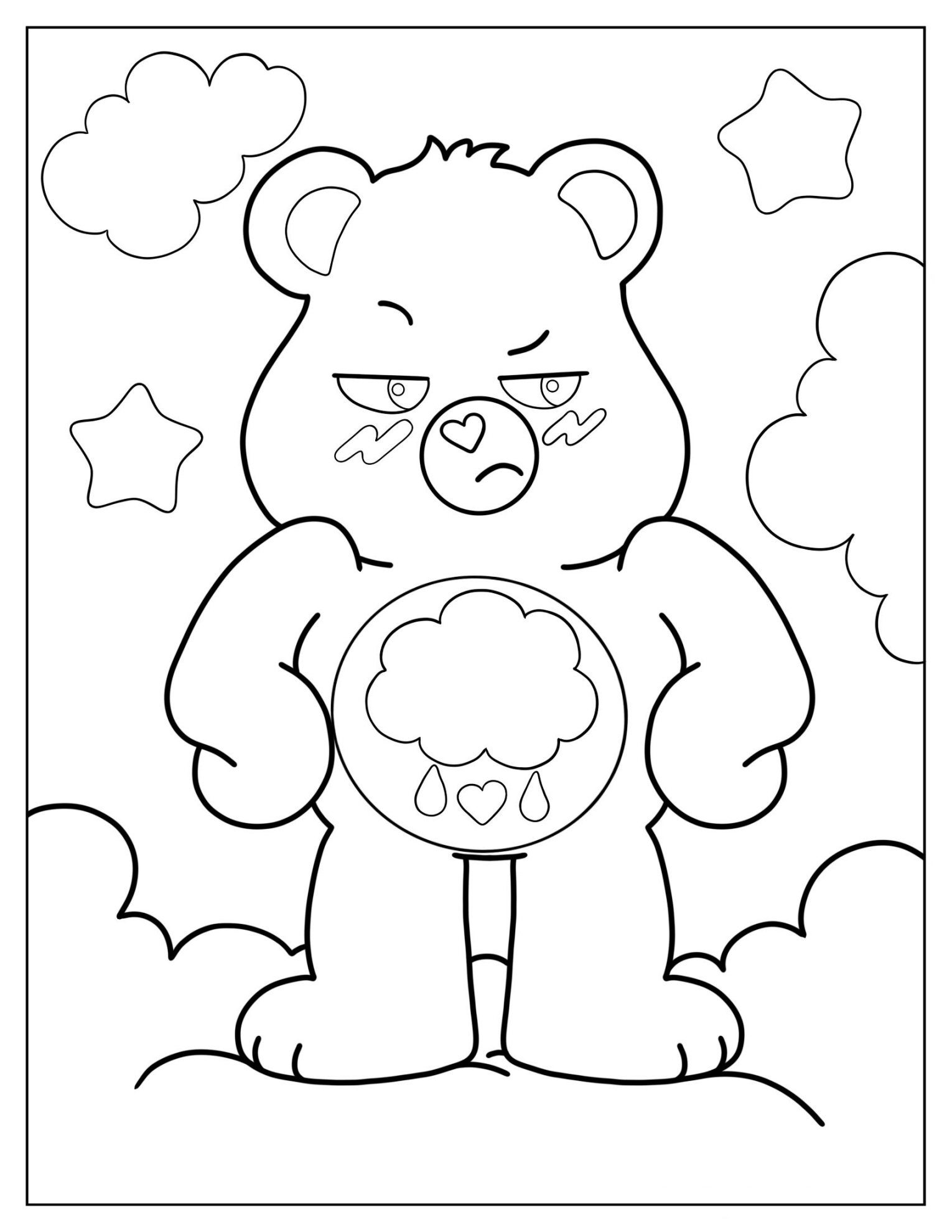 Easy Grumpy Care Bear Coloring In