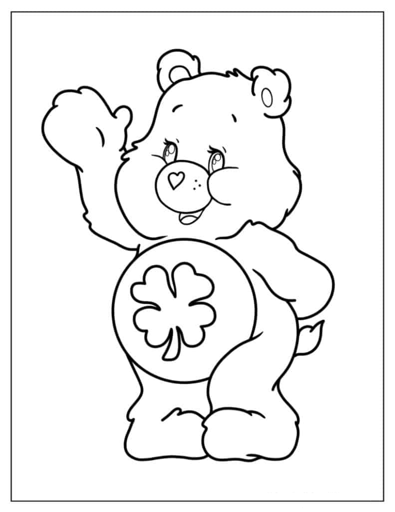 Furry Good Luck Bear Waving Coloring In For Kids