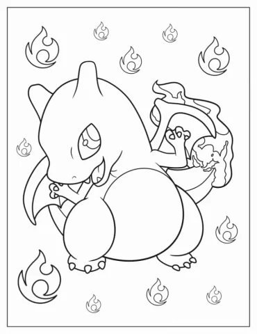 Cute Chibi Charizard Coloring In