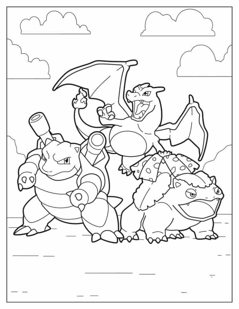 Charizard With Blastoise And Venosaur
