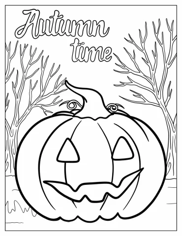 Coloring Page Of Autumn Time Jack-O-Lantern