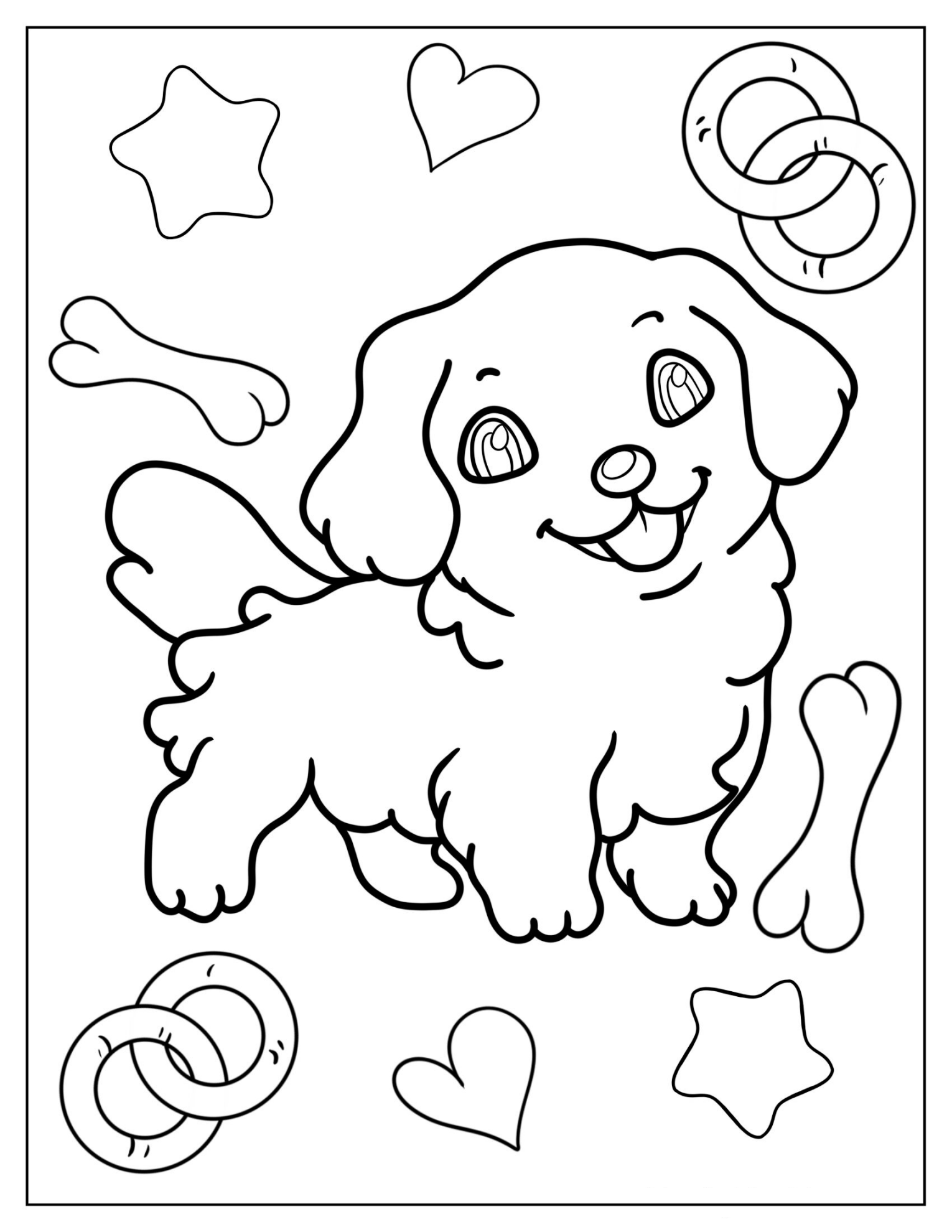 Kawaii Puppy Coloring Page For Kids