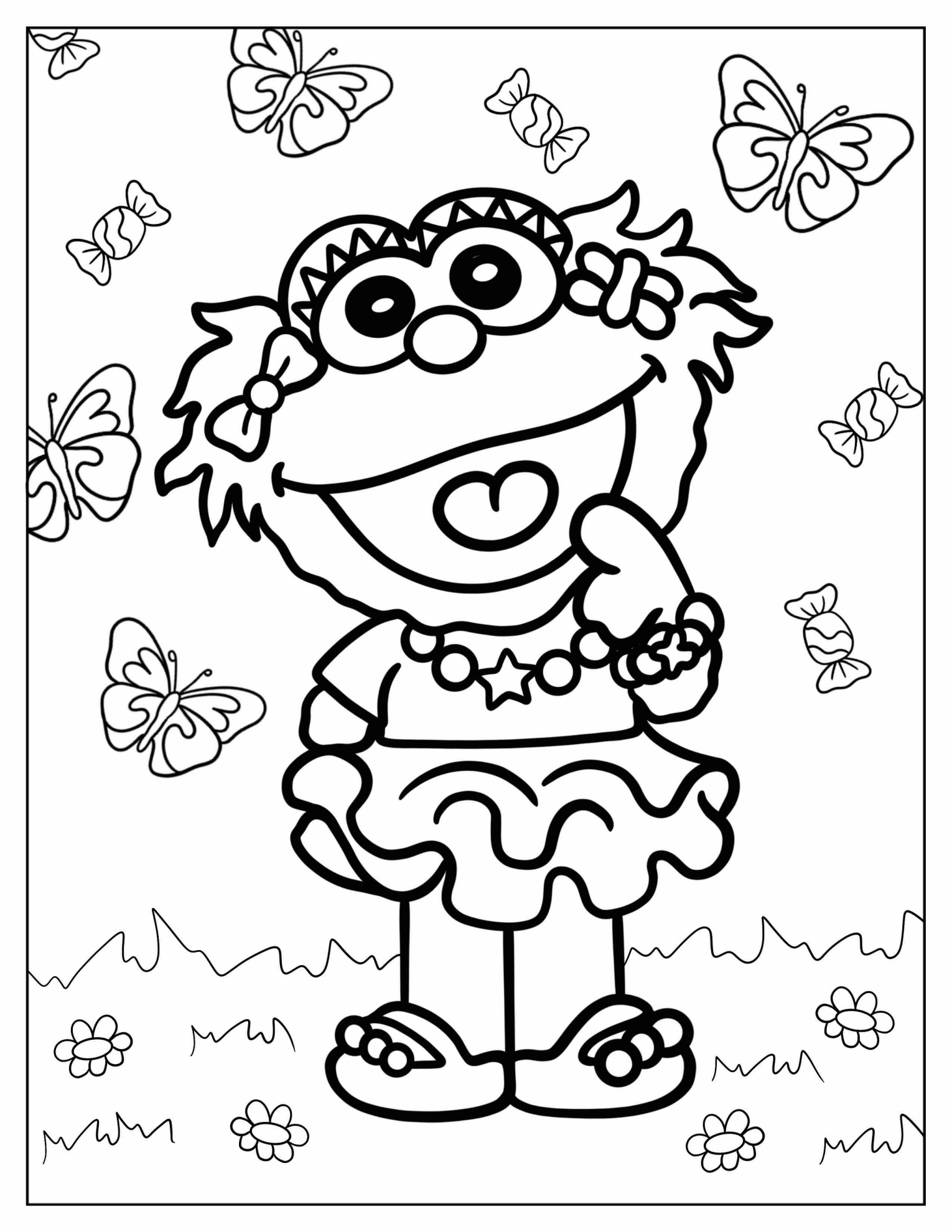 Kawaii Zoe Coloring Sheet