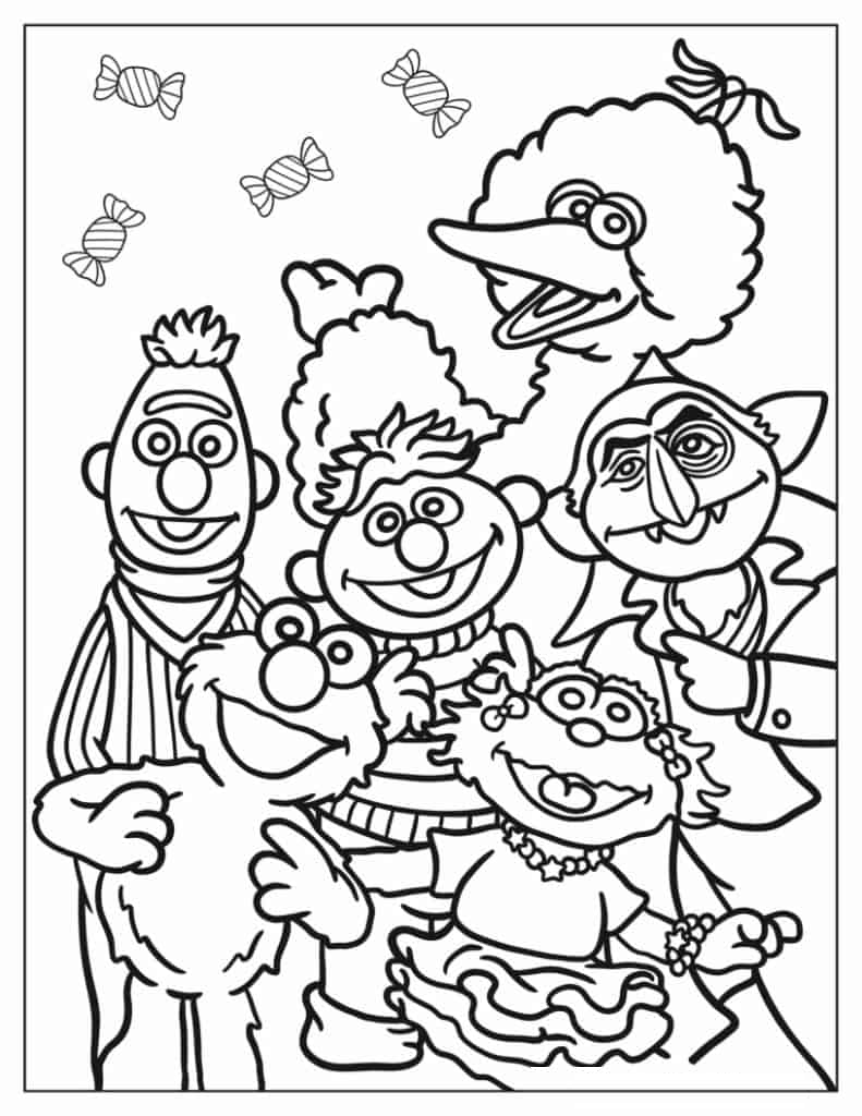 Bert, Elmo, Big Bird, Zoe, Ernie, And Count von Count