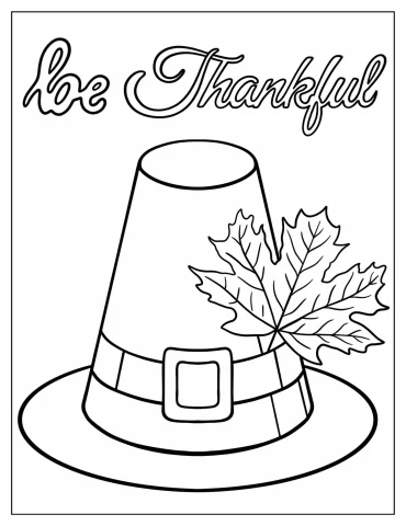 Thanksgiving Hat With Autumn Leaf Coloring In