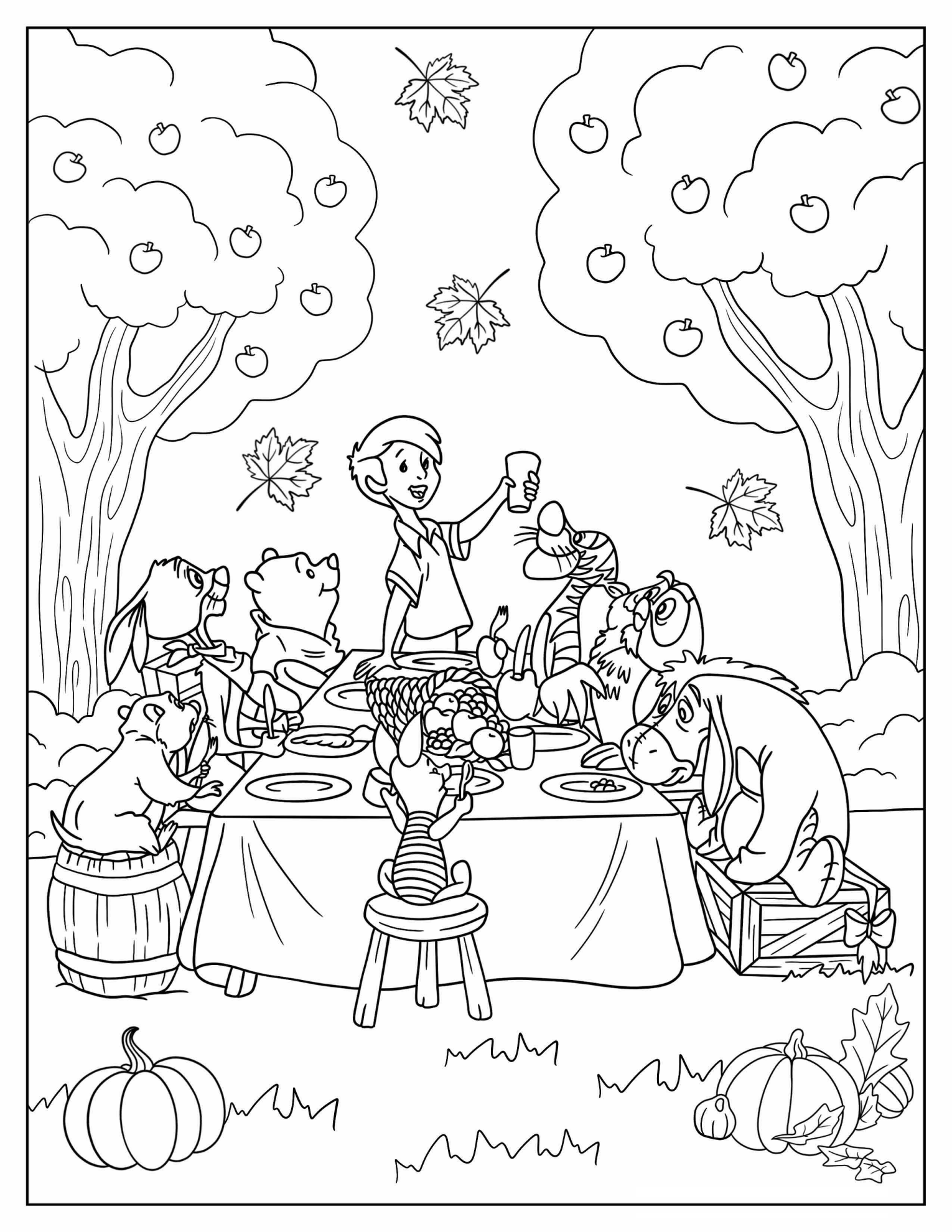 Christopher Robin, Pooh, And Friends Celebrate Thanksgiving