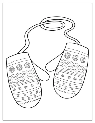 Easy Coloring Sheet Of Winter Mittens