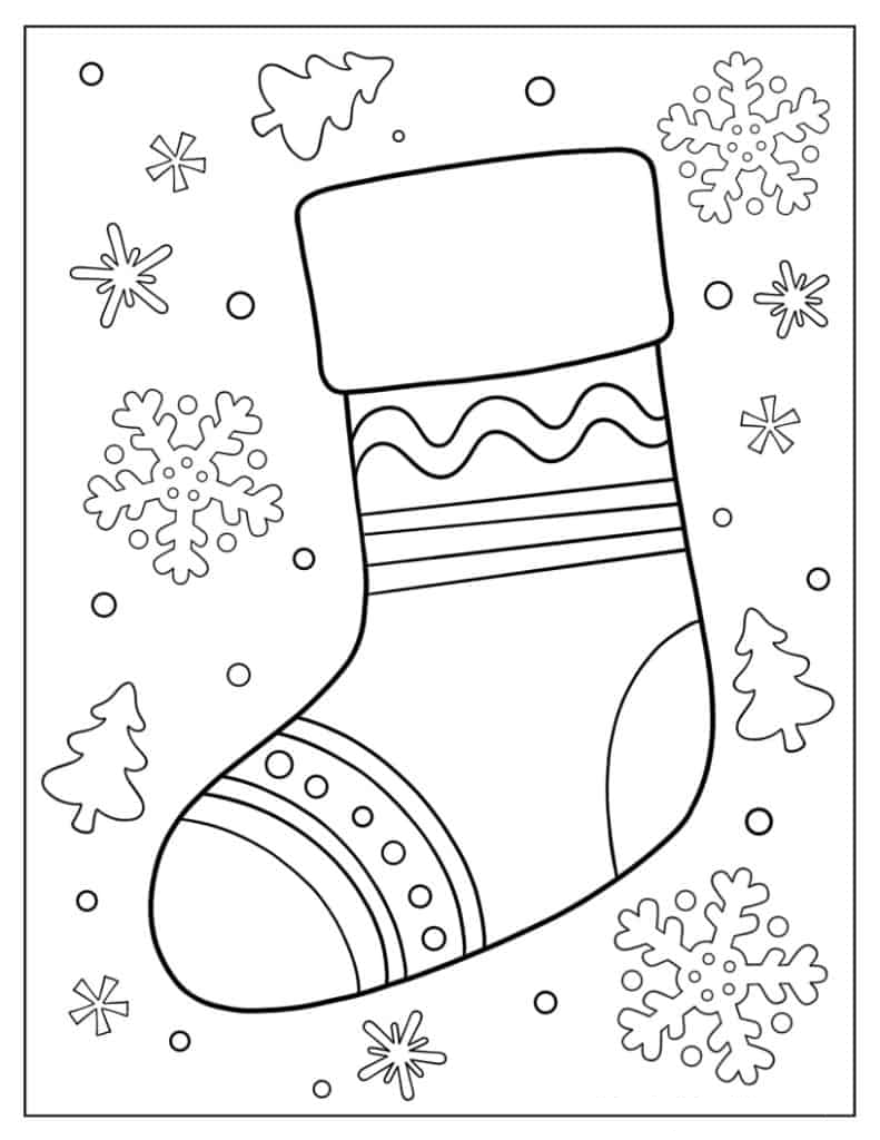 Christmas Stockings Coloring In For Preschoolers