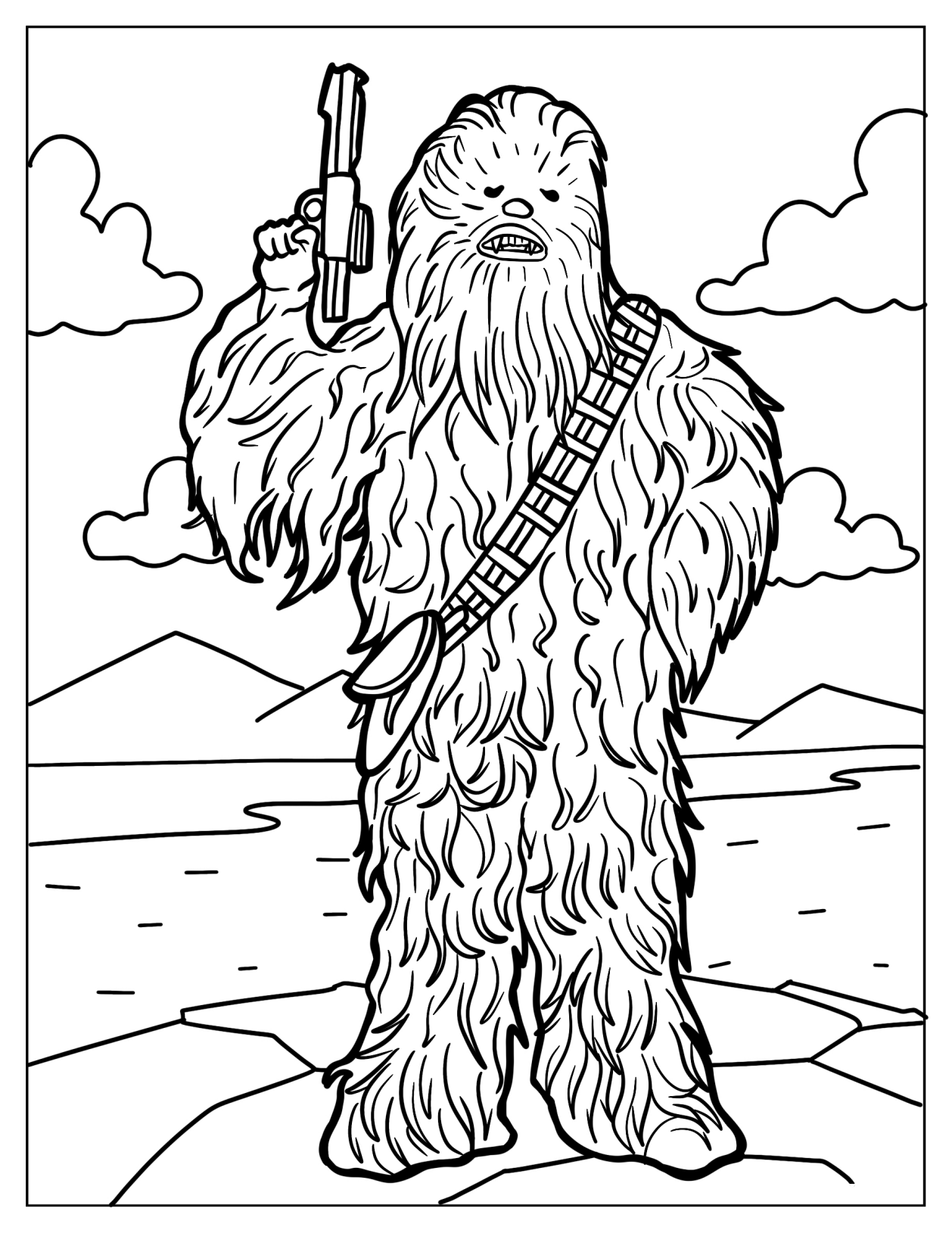 Chewbacca Holding Blaster Rifle