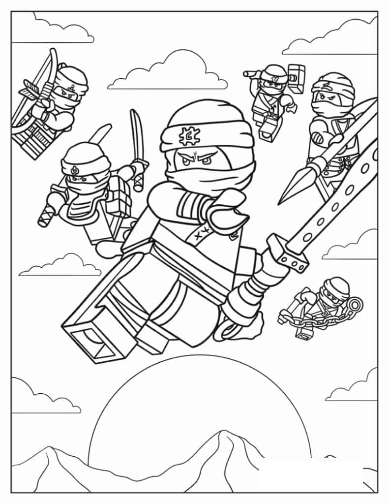 Ninjago In Fighting Mode Coloring Page