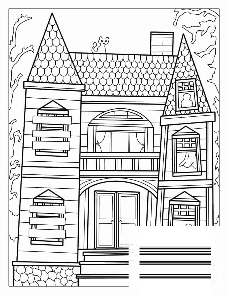 Run Down Haunted House To Color