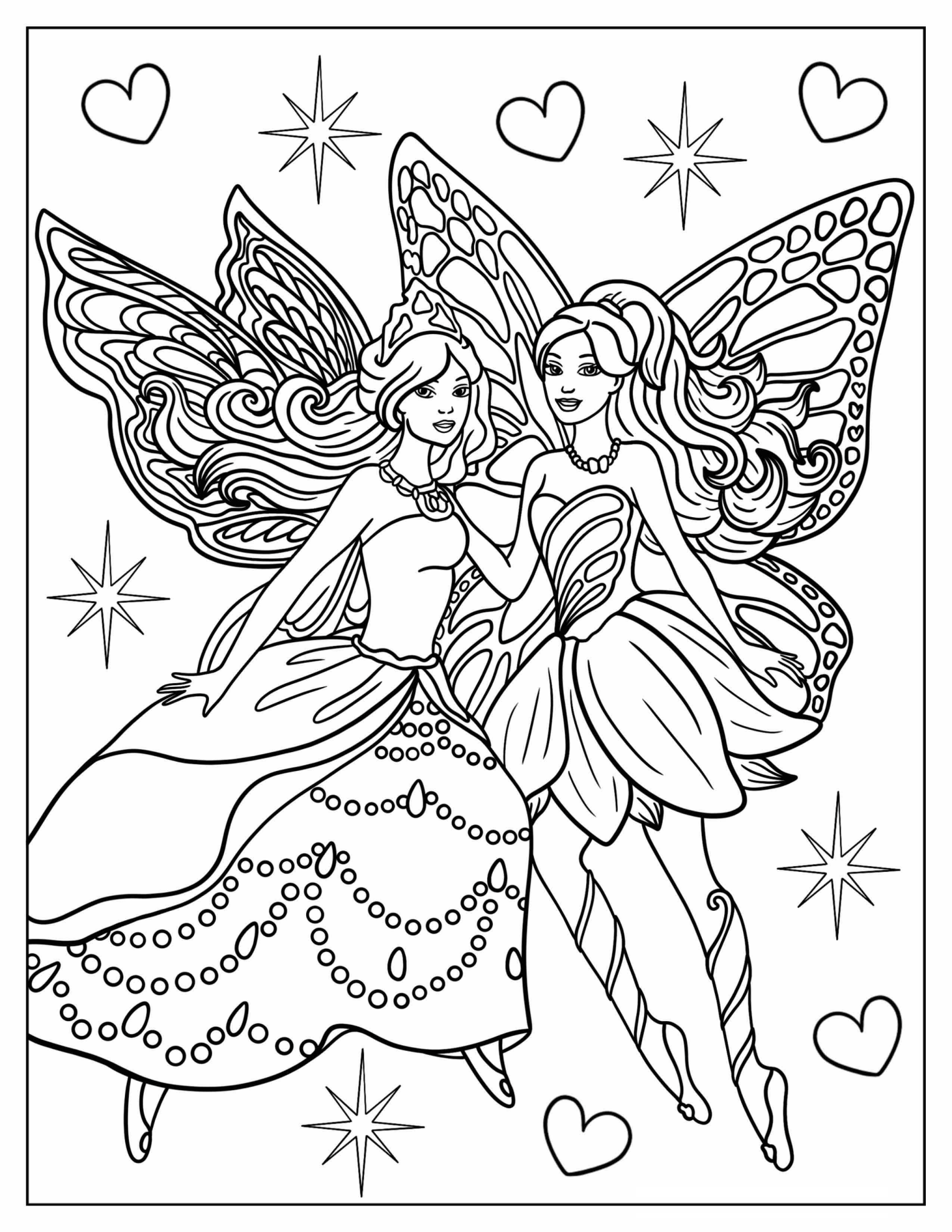 Barbie Mariposa Fairies Coloring Sheet