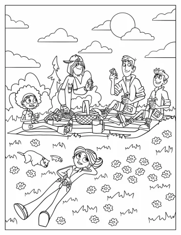 Chris Kratt, Martin Kratt, Jimmy Z, Koki, And Aviva Having A Picnic