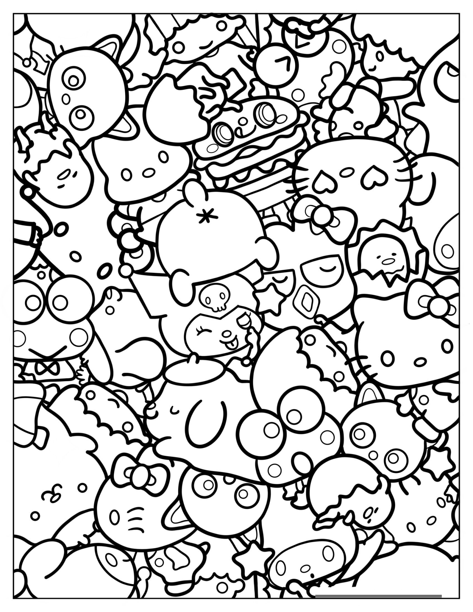 Full Page Sanrio Friends Coloring Page For Kids